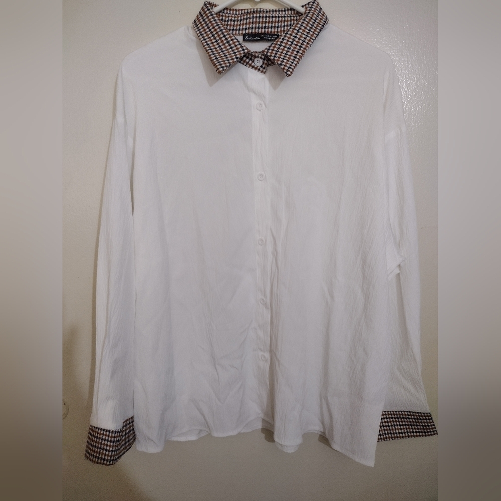 Salant White Button Down Shirt Size L